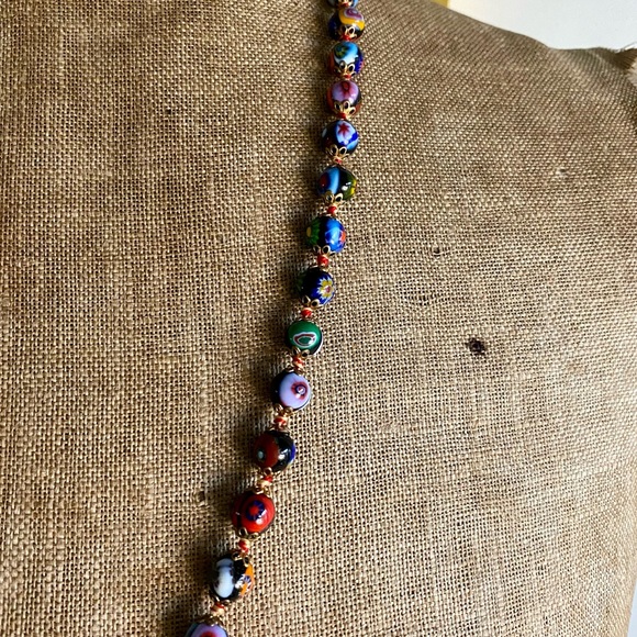 VTG Italian Murano Millefiori Glass Necklace - Picture 4 of 9